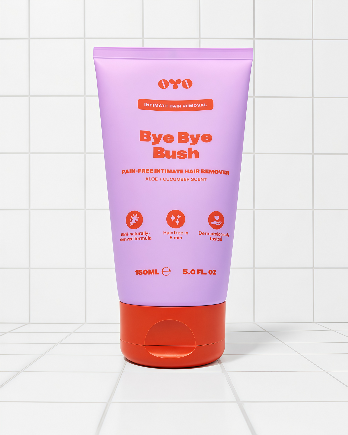 Bye Bye Bush by OYO – Hair Removal Cream for Women Private Area, Bikini Line, Inner Thighs & Armpits, Sensitive Skin Formula, 65% Naturally Derived, Fast Acting Aloe Cucumber – 5 fl oz